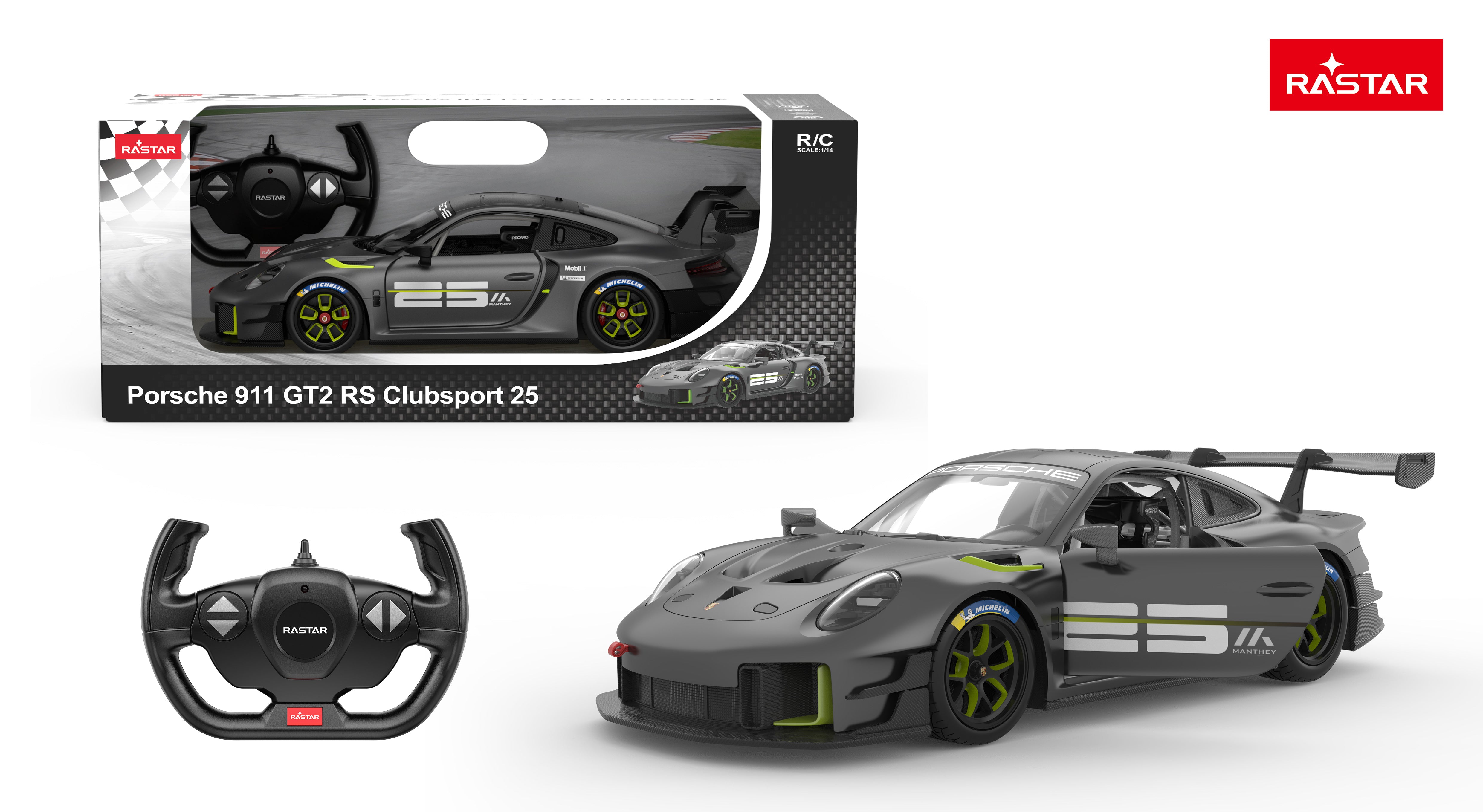 Rastar R/C 1:14 Porsche 911 GT2 RS Clubsport 25 - Grey