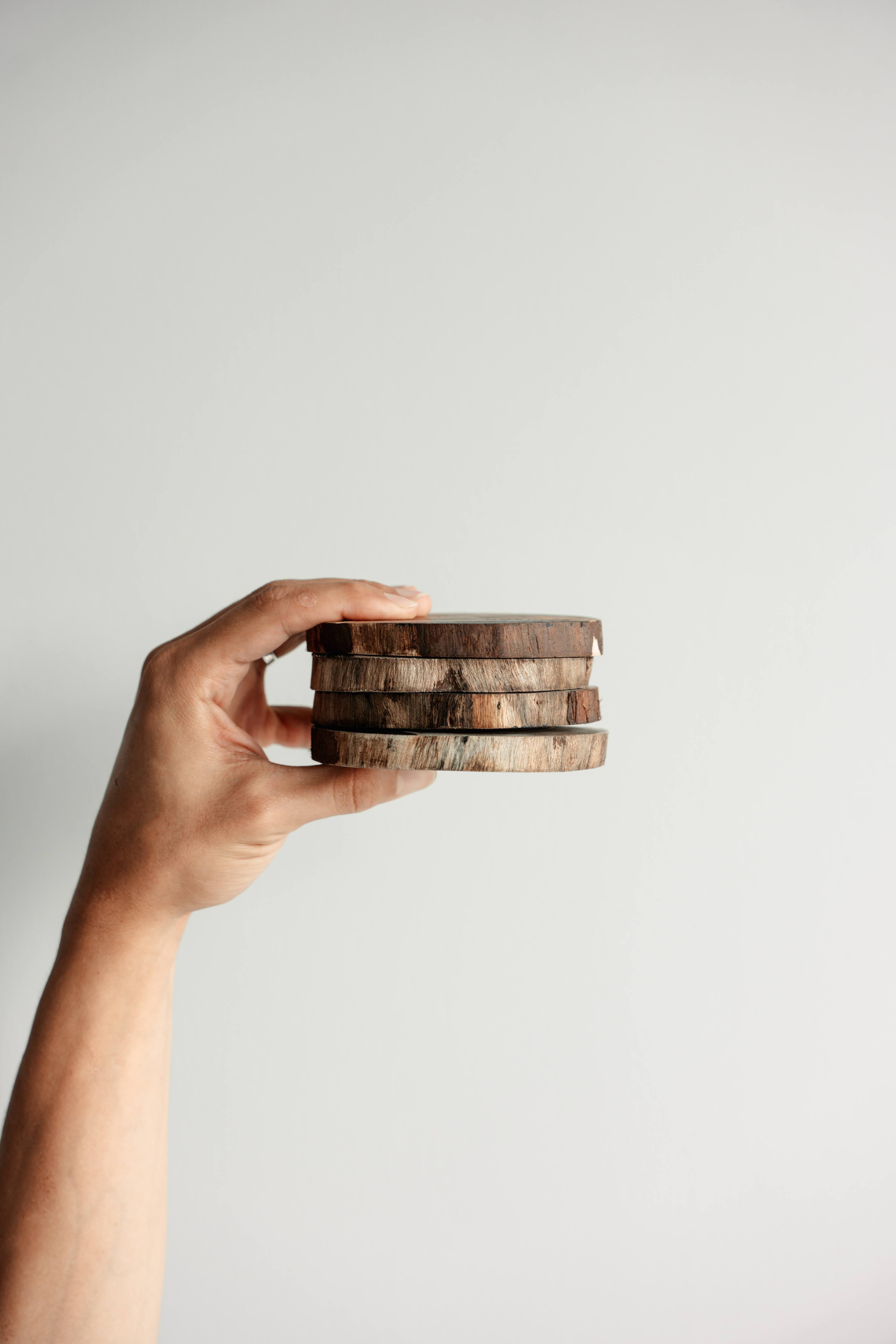NORDICO Wooden Coasters Set 4