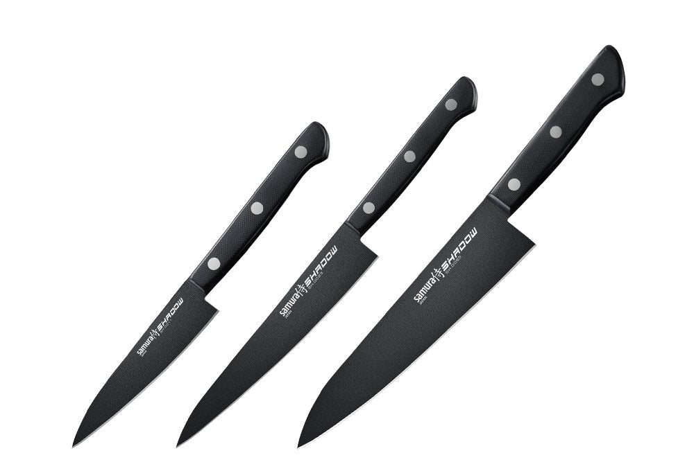 SAMURA SHADOW NON STICK COATING KITCHEN KNIVES SE