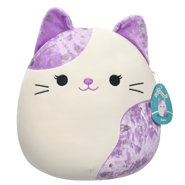 Squishmallows 12" Plush - Tbd - White Velvet Cat W/Purple Ears And Spot