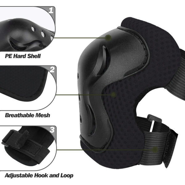 Spartan Knee & Elbow Pads and Wrist Protective Set Black S Default Title